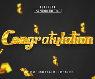 3D Congratulation PSD Fully Editable Text Effect. Layer Style PSD Mockup Template