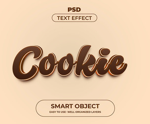 3D Cookie PSD Fully Editable Text Effect. Layer Style PSD Mockup Template