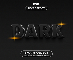 3D Dark PSD Fully Editable Text Effect. Layer Style PSD Mockup Template