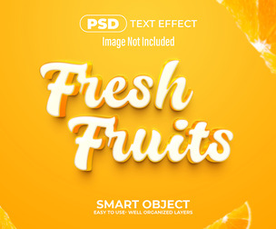 3D Fresh Fruits PSD Fully Editable Text Effect. Layer Style PSD Mockup Template
