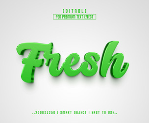 3D Fresh PSD Fully Editable Text Effect. Layer Style PSD Mockup Template