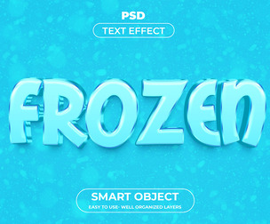 3D Frozen PSD Fully Editable Text Effect. Layer Style PSD Mockup Template
