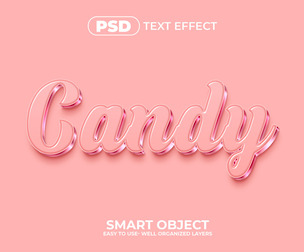 3D Candy PSD Fully Editable Text Effect. Layer Style PSD Mockup Template
