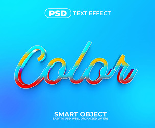3D Color PSD Fully Editable Text Effect. Layer Style PSD Mockup Template