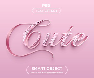 3D Cute PSD Fully Editable Text Effect. Layer Style PSD Mockup Template