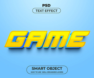 3D Game PSD Fully Editable Text Effect. Layer Style PSD Mockup Template