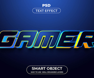 3D Gamer PSD Fully Editable Text Effect. Layer Style PSD Mockup Template
