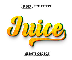 3D Juice PSD Fully Editable Text Effect. Layer Style PSD Mockup Template