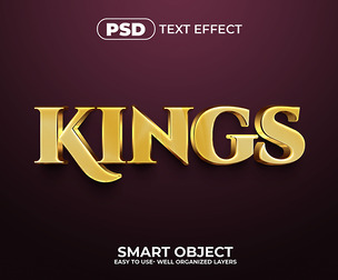 3D Kings PSD Fully Editable Text Effect. Layer Style PSD Mockup Template