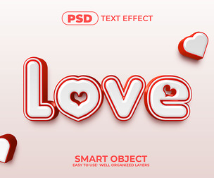 3D Love PSD Fully Editable Text Effect. Layer Style PSD Mockup Template