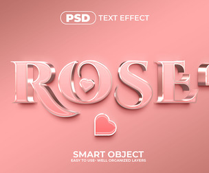 3D Rose PSD Fully Editable Text Effect. Layer Style PSD Mockup Template