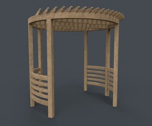 PBR Wooden Pergola Gazebo A6