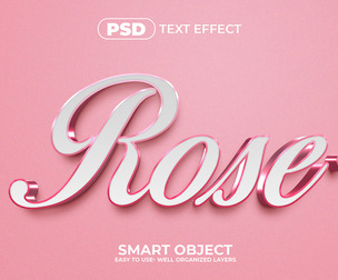 3D Rose PSD Fully Editable Text Effect. Layer Style PSD Mockup Template