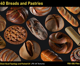 40 Bread and Pastries-OBJ-FBX