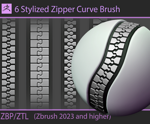 Stylized Zipper Curve Brush