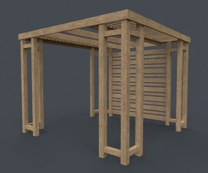 PBR Wooden Pergola Gazebo B1