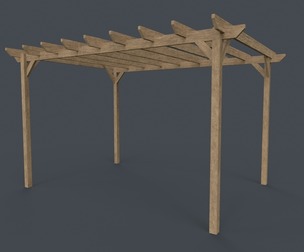 PBR Wooden Pergola Gazebo C2