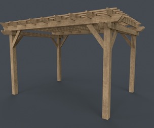 PBR Wooden Pergola Gazebo C3