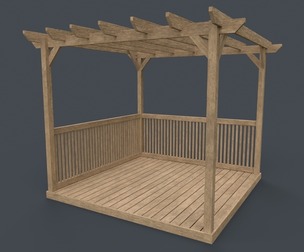 PBR Wooden Pergola Gazebo C5