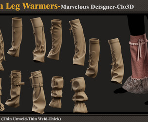 8 Women Leg Warmers-MD-CLo3D-ZPRJ-FBX - OBJ