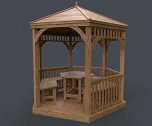 PBR Wooden Pergola Gazebo D1