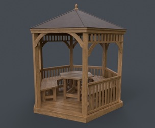 PBR Wooden Pergola Gazebo D3