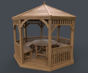 PBR Wooden Pergola Gazebo E1