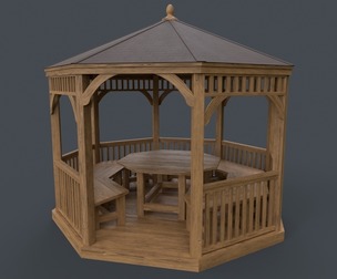 PBR Wooden Pergola Gazebo E3