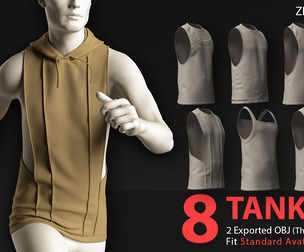 8 TANK TOP PACK - MD-Clo3D-OBJ-FBX-Blender File