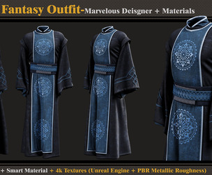 Chinese Fantasy Outfit-MD-Clo3d-Smart Material- Textures-OBJ-FBX