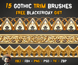 15 Gothic Trim Brush - Vol 38 | Free Black Friday Gift |