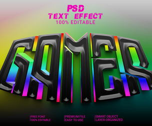 3D Gamer PSD Fully Editable Text Effect. Layer Style PSD Mockup Template
