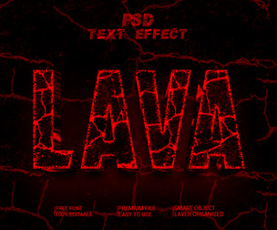 3D Lava PSD Fully Editable Text Effect. Layer Style PSD Mockup Template