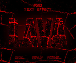 3D Lava PSD Fully Editable Text Effect. Layer Style PSD Mockup Template