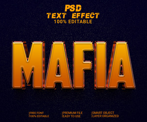 3D Mafia PSD Fully Editable Text Effect. Layer Style PSD Mockup Template