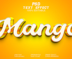 3D Mango PSD Fully Editable Text Effect. Layer Style PSD Mockup Template
