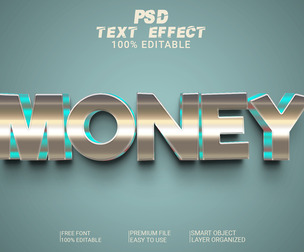 3D Money PSD Fully Editable Text Effect. Layer Style PSD Mockup Template