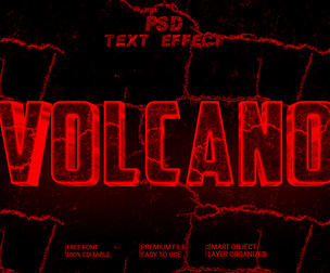 3D Volcano PSD Fully Editable Text Effect. Layer Style PSD Mockup Template