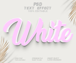 3D White PSD Fully Editable Text Effect. Layer Style PSD Mockup Template