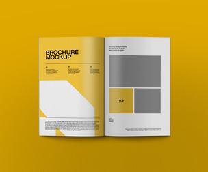 A4 Open Bi-Fold Brochure Mockup PSD Template - Inner Pages