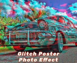 Glitch Poster Photo Effect PSD Template