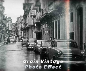 Grain Vintage Photo Effect PSD Template