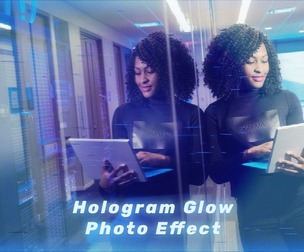 Hologram Glow Photo Effect PSD Template