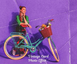 Vintage Card Photo Effect PSD Template