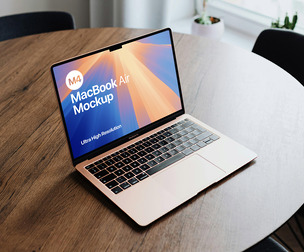 M4 MacBook Air Mockup PSD Template - Tabletop View