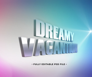 Dreamy Vacantion PSD Fully Editable Text Effect. Layer Style PSD Mockup Template