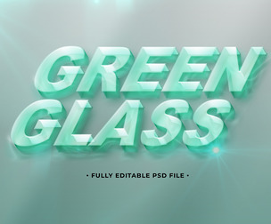 Green Glass PSD Fully Editable Text Effect. Layer Style PSD Mockup Template