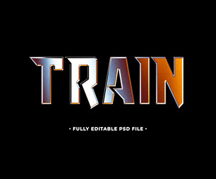 Retro Train PSD Fully Editable Text Effect. Layer Style PSD Mockup Template