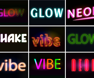 9 Neon Text Effects Styles Text Effects, EPS Template File.