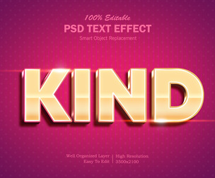 3D Kind PSD Fully Editable Text Effect. Layer Style PSD Mockup Template